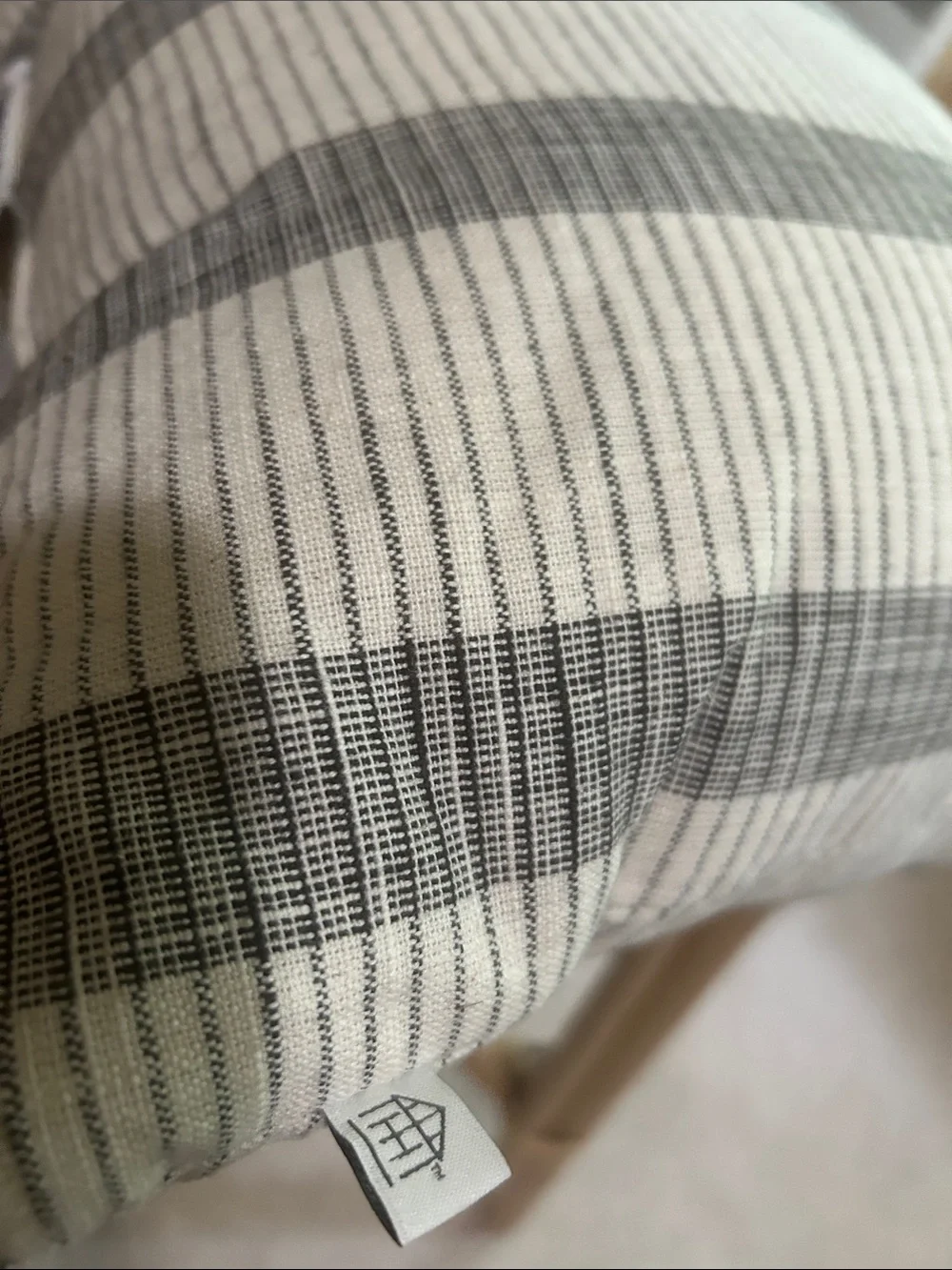 Hearth & Hand 14” x 20”  Railroad Gray /Cream Striped Accent Pillow